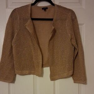Talbots Shimmering Gold Cropped Cardigan